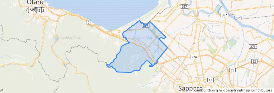 Mapa de ubicacion de 手稲区.