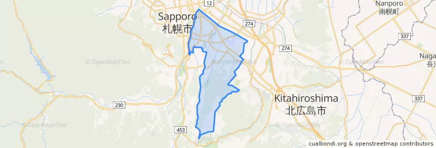 Mapa de ubicacion de Toyohira Ward.