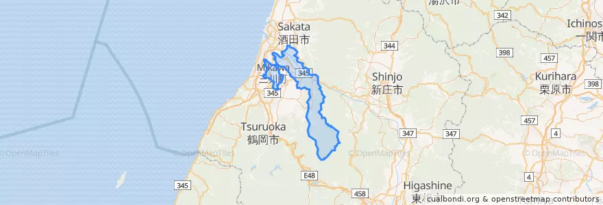 Mapa de ubicacion de 東田川郡.