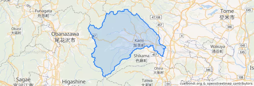 Mapa de ubicacion de 加美町.