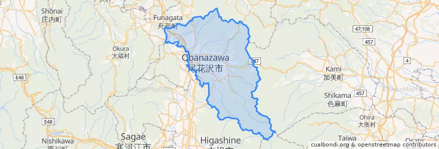 Mapa de ubicacion de Obanazawa.