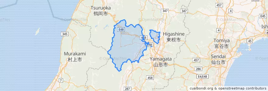 Mapa de ubicacion de 西村山郡.