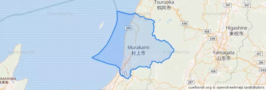 Mapa de ubicacion de 村上市.