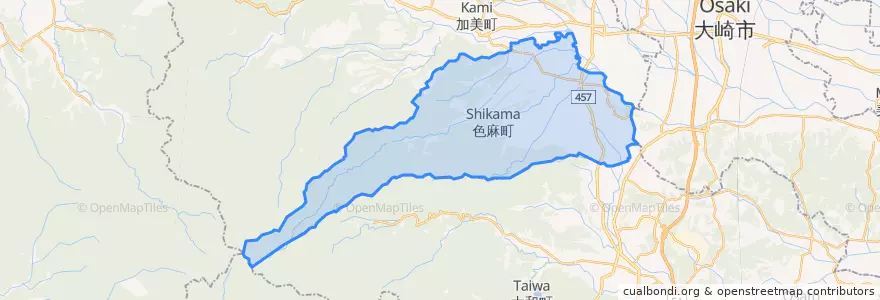 Mapa de ubicacion de 色麻町.