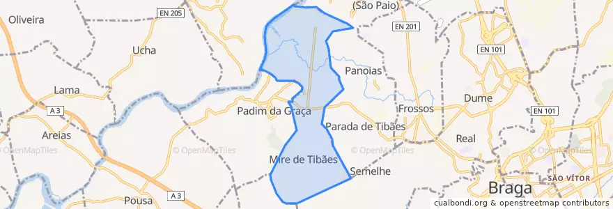 Mapa de ubicacion de Mire de Tibães.