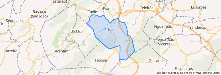 Mapa de ubicacion de Priscos.