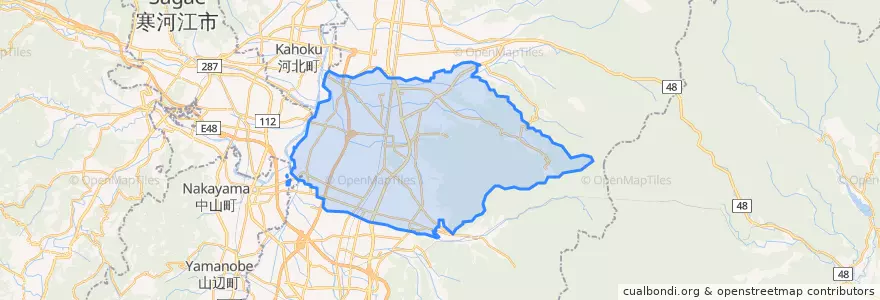 Mapa de ubicacion de 天童市.