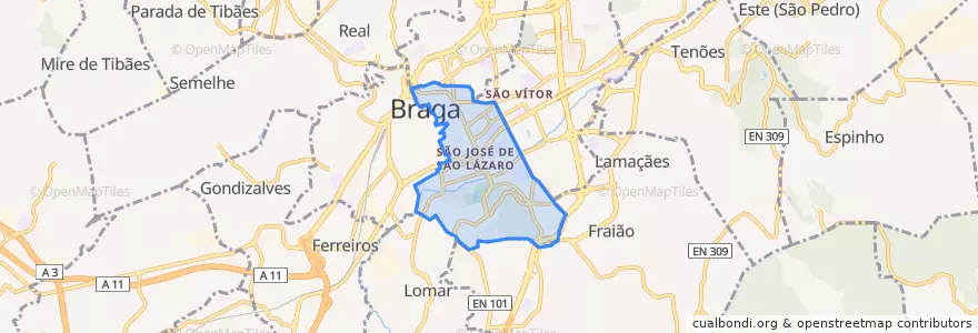 Mapa de ubicacion de São José de São Lázaro e São João do Souto.