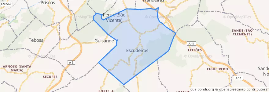 Mapa de ubicacion de Escudeiros e Penso (Santo Estêvão e São Vicente).