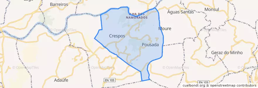 Mapa de ubicacion de Crespos e Pousada.