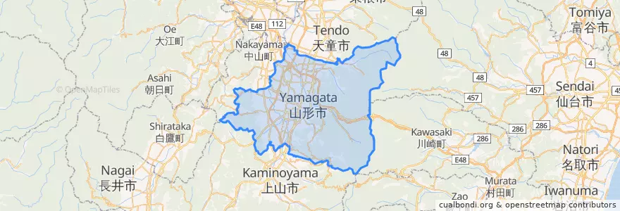 Mapa de ubicacion de 山形市.