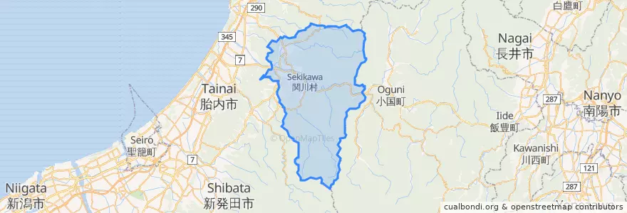 Mapa de ubicacion de 関川村.