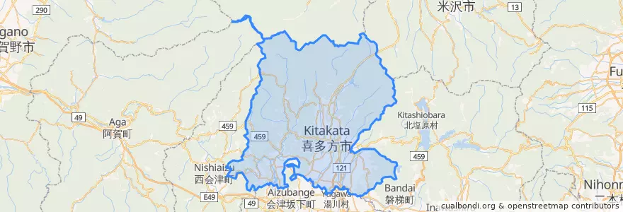 Mapa de ubicacion de 喜多方市.