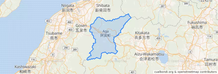 Mapa de ubicacion de 阿賀町.