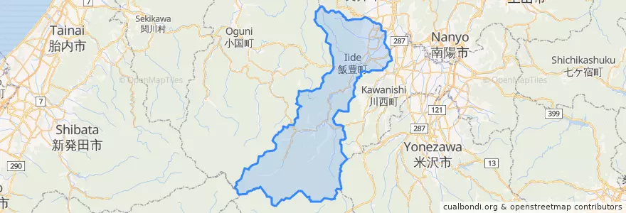 Mapa de ubicacion de 飯豊町.