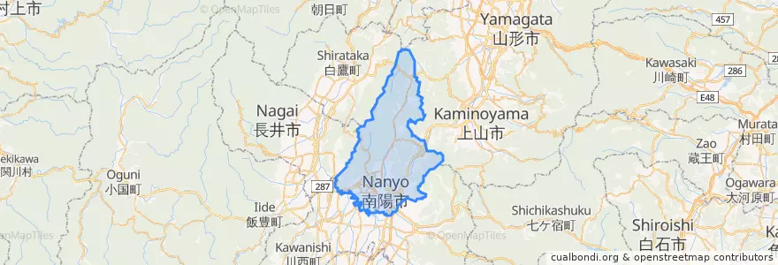 Mapa de ubicacion de 南陽市.