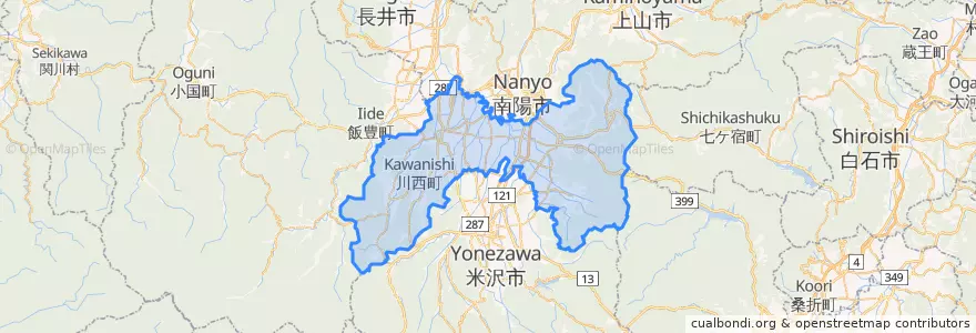 Mapa de ubicacion de 東置賜郡.