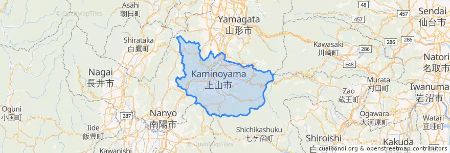 Mapa de ubicacion de Kaminoyama.