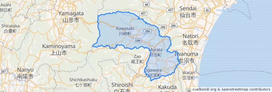 Mapa de ubicacion de Shibata County.