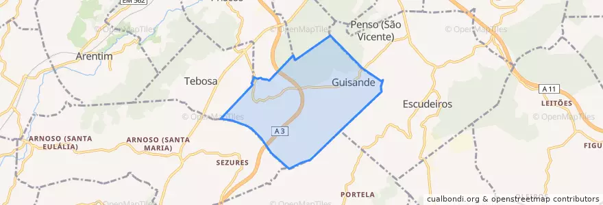 Mapa de ubicacion de Guisande e Oliveira (São Pedro).
