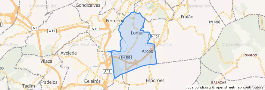 Mapa de ubicacion de Lomar e Arcos.