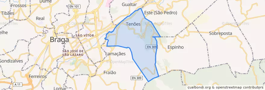 Mapa de ubicacion de Nogueiró e Tenões.