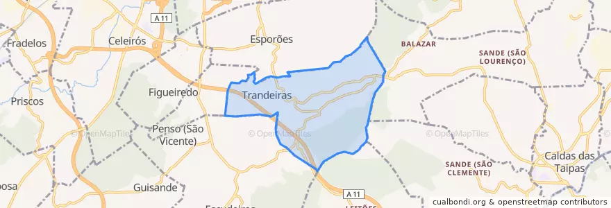Mapa de ubicacion de Morreira e Trandeiras.