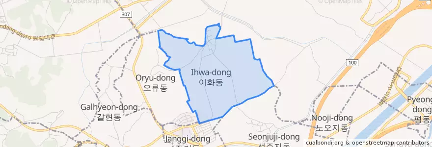 Mapa de ubicacion de 이화동.
