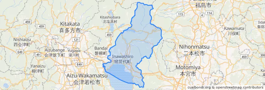 Mapa de ubicacion de 猪苗代町.