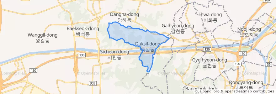 Mapa de ubicacion de 둑실동.