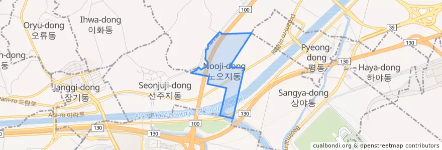Mapa de ubicacion de 노오지동.
