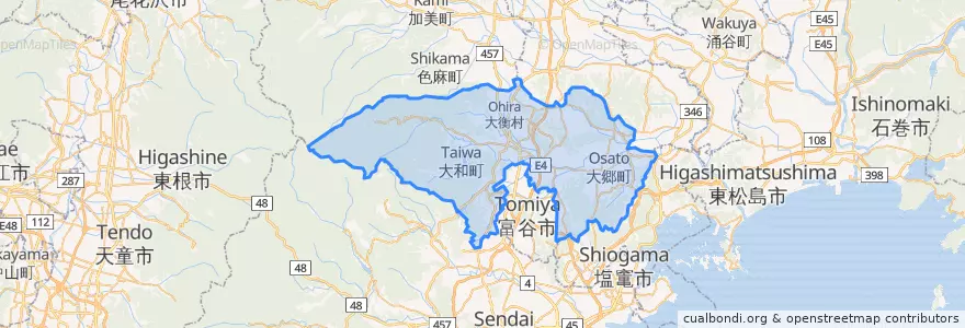 Mapa de ubicacion de 黒川郡.