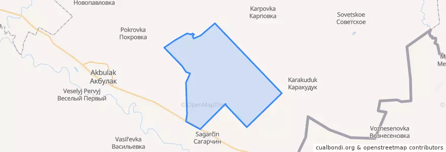 Mapa de ubicacion de Базартюбинский сельсовет.
