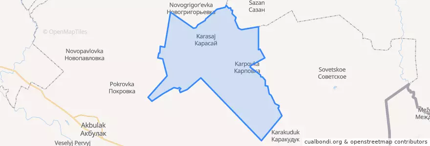 Mapa de ubicacion de Карасаевский сельсовет.