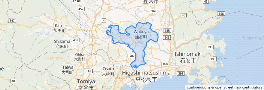Mapa de ubicacion de 遠田郡.