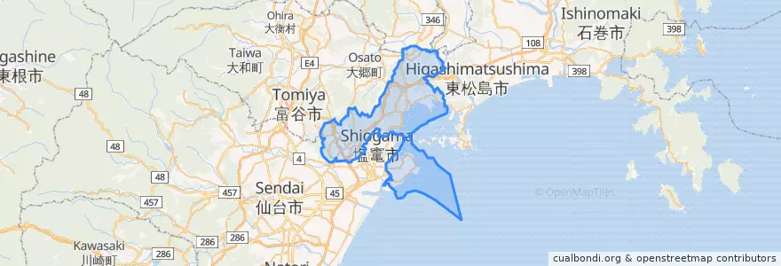 Mapa de ubicacion de Miyagi County.