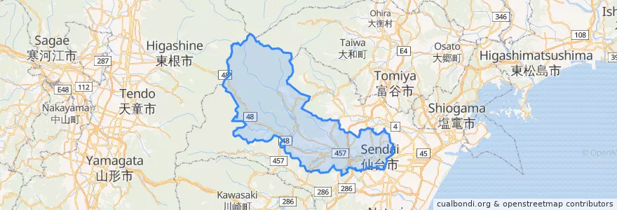 Mapa de ubicacion de 青葉区.