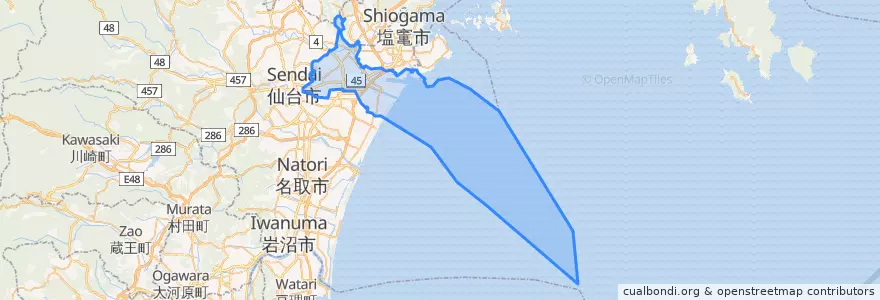Mapa de ubicacion de Miyagino Ward.