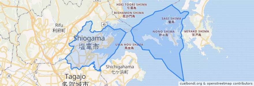 Mapa de ubicacion de Shiogama.