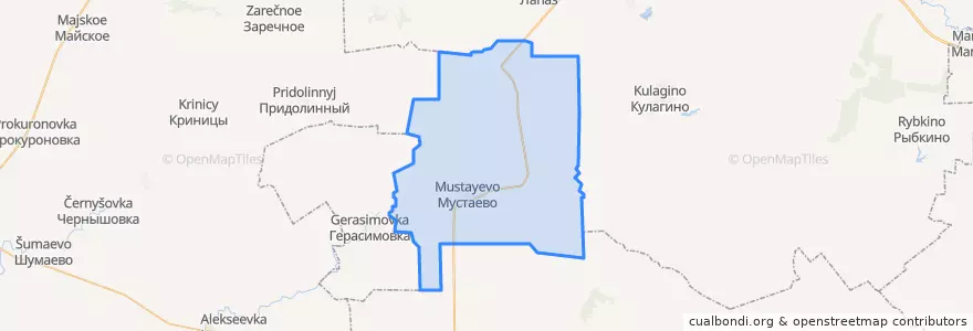 Mapa de ubicacion de Мустаевский сельсовет.