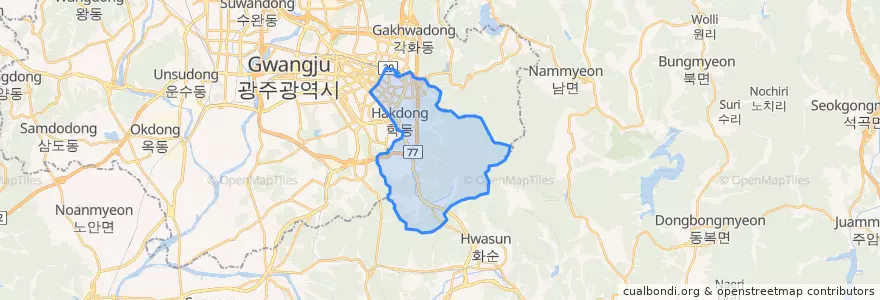 Mapa de ubicacion de 동구.