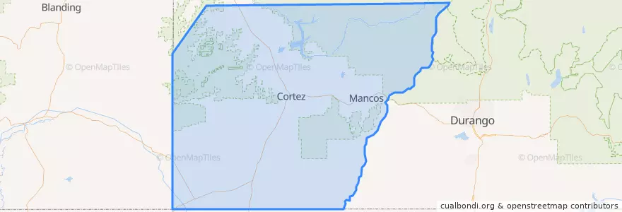 Mapa de ubicacion de Montezuma County.
