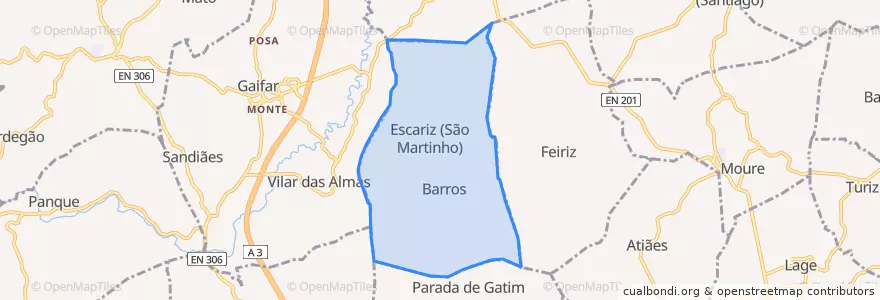 Mapa de ubicacion de Escariz (São Mamede) e Escariz (São Martinho).