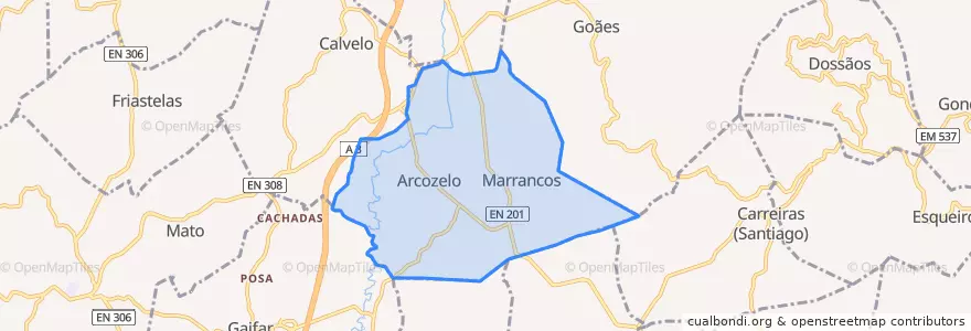 Mapa de ubicacion de Marrancos e Arcozelo.