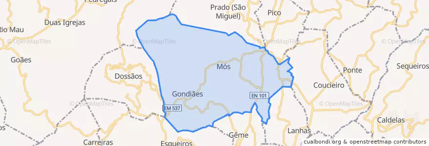 Mapa de ubicacion de Pico de Regalados, Gondiães e Mós.