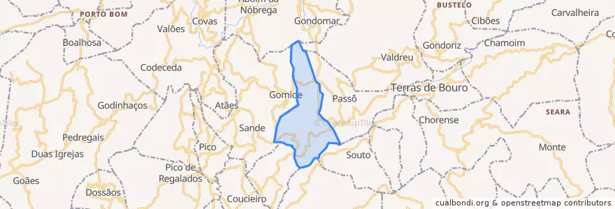 Mapa de ubicacion de Oriz (Santa Marinha) e Oriz (São Miguel).