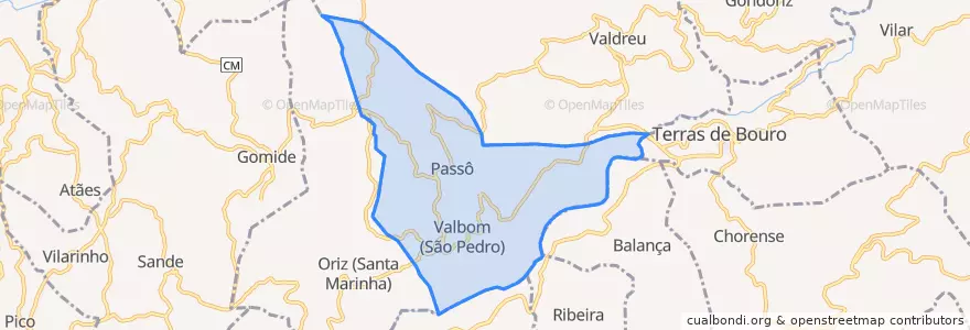 Mapa de ubicacion de Valbom (São Pedro), Passô e Valbom (São Martinho).