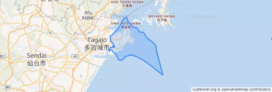 Mapa de ubicacion de 七ヶ浜町.