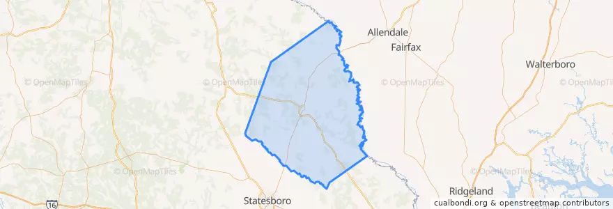 Mapa de ubicacion de Screven County.