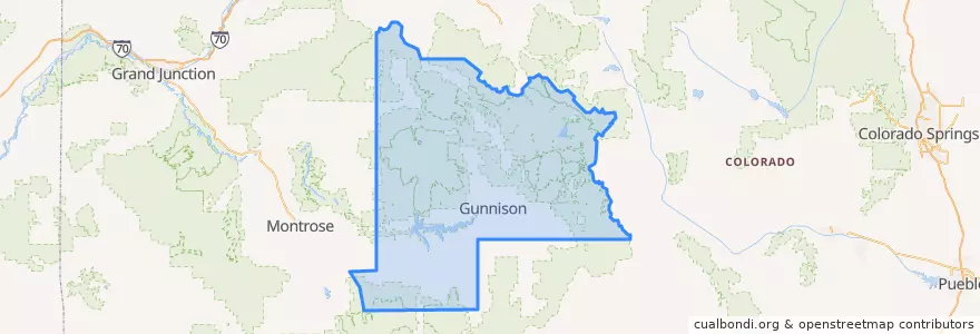 Mapa de ubicacion de Gunnison County.